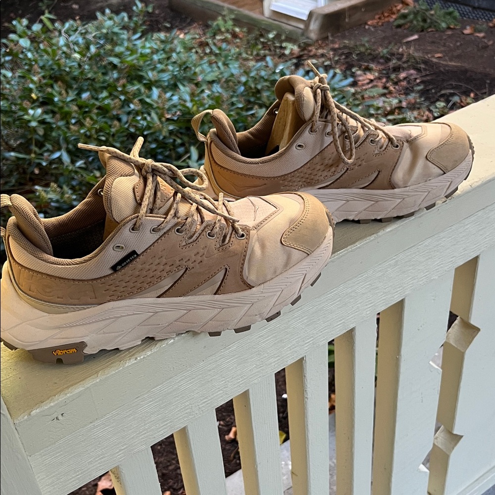 Hoka One One Anacapa Low Gore -Tex Brown and Tan Athletic Shoes
